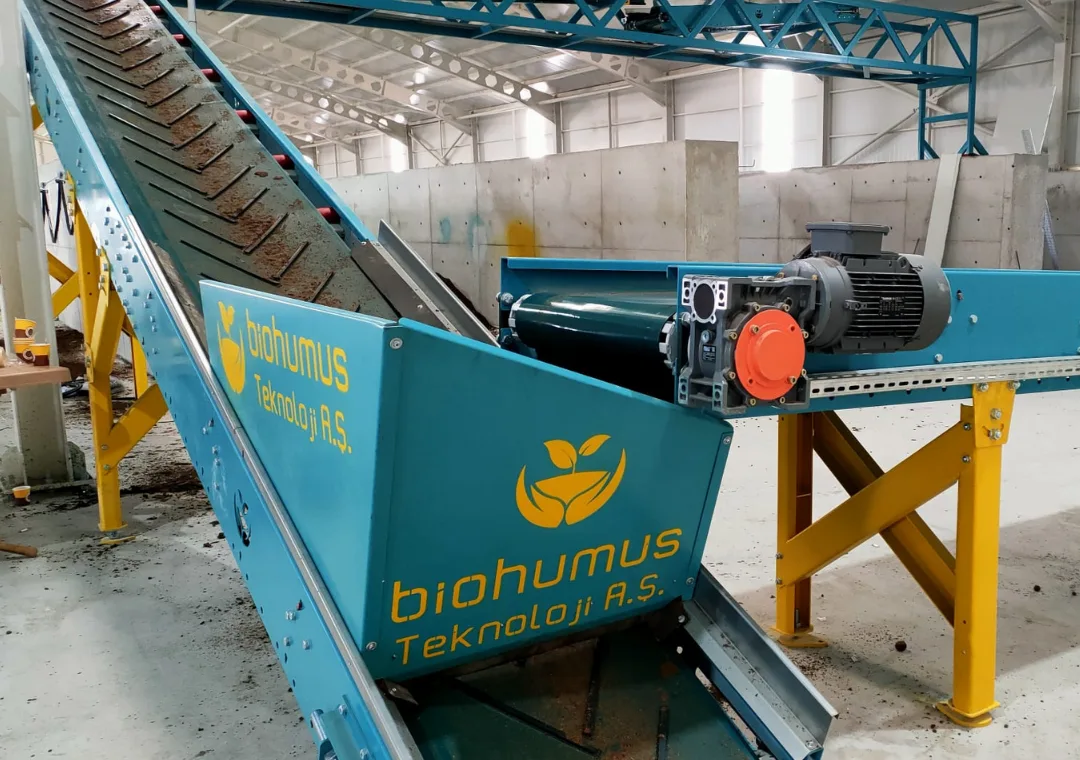 Composter kompost organik gübre taşıma konveyörü biohumus tesisi